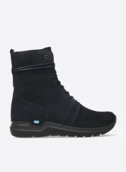 Wolky Bluff - blauw suede<DAMES Hoge Veterschoenen|Veterlaarzen