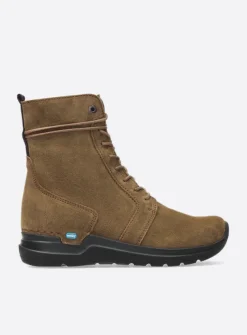 Wolky Bluff - donker taupe suede<DAMES Hoge Veterschoenen|Veterlaarzen