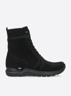 Wolky Bluff - zwart suede<DAMES Hoge Veterschoenen|Veterlaarzen