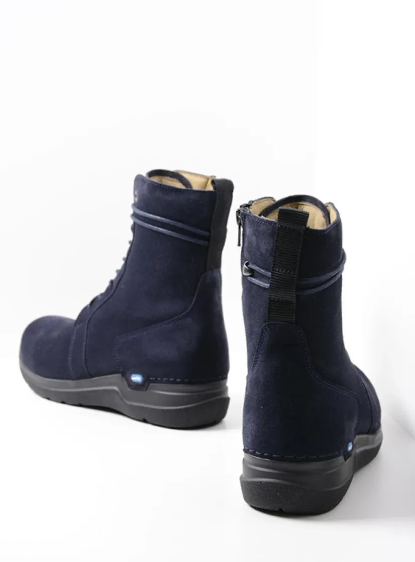 Wolky Bluff DB - blauw suede<DAMES Hoge Veterschoenen|Veterlaarzen