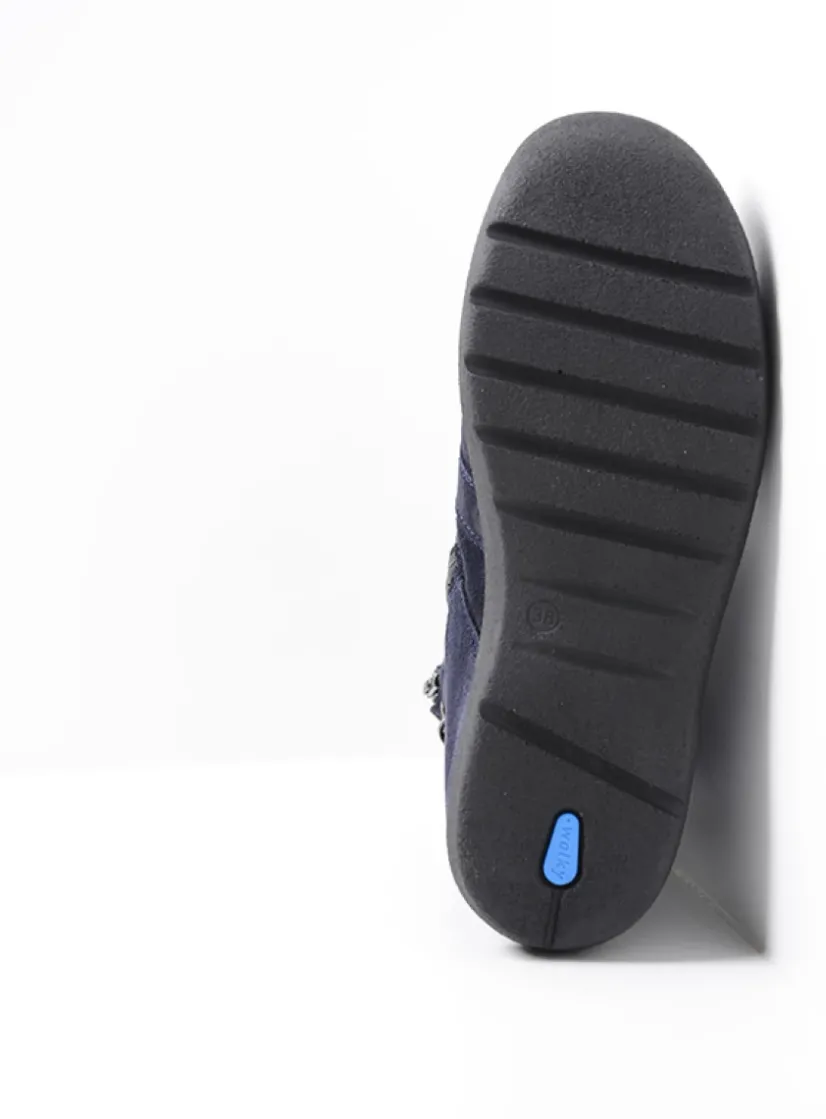 Wolky Bluff DB - blauw suede<DAMES Hoge Veterschoenen|Veterlaarzen