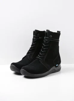 Wolky Bluff HV - zwart suede<DAMES Hoge Veterschoenen|Veterlaarzen