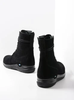 Wolky Bluff HV - zwart suede<DAMES Hoge Veterschoenen|Veterlaarzen