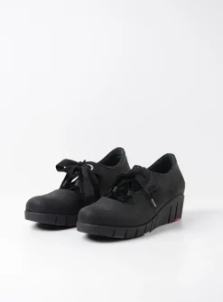 Wolky Boston - zwart nubuck<DAMES Lage Veterschoenen|Herfst/Winter