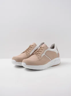 Wolky Bounce - beige-wit nubuck<DAMES Lage Veterschoenen|Wandelschoenen