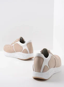 Wolky Bounce - beige-wit nubuck<DAMES Lage Veterschoenen|Wandelschoenen