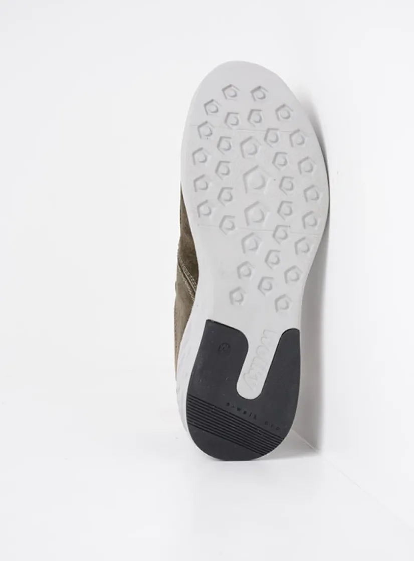 Wolky Bounce - grijsgroen combi leer<DAMES Lage Veterschoenen|Wandelschoenen