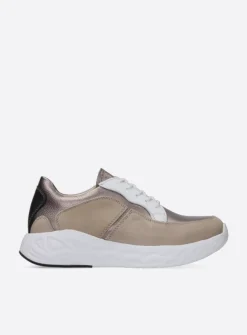 Wolky Bounce - safari/brons combi leer<DAMES Lage Veterschoenen|Wandelschoenen