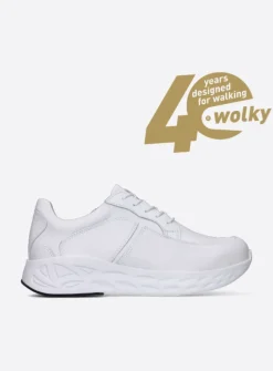 Wolky Bounce - wit leer<DAMES Lage Veterschoenen|Wandelschoenen