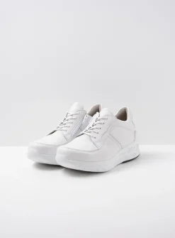 Wolky Bounce - wit leer<DAMES Lage Veterschoenen|Wandelschoenen