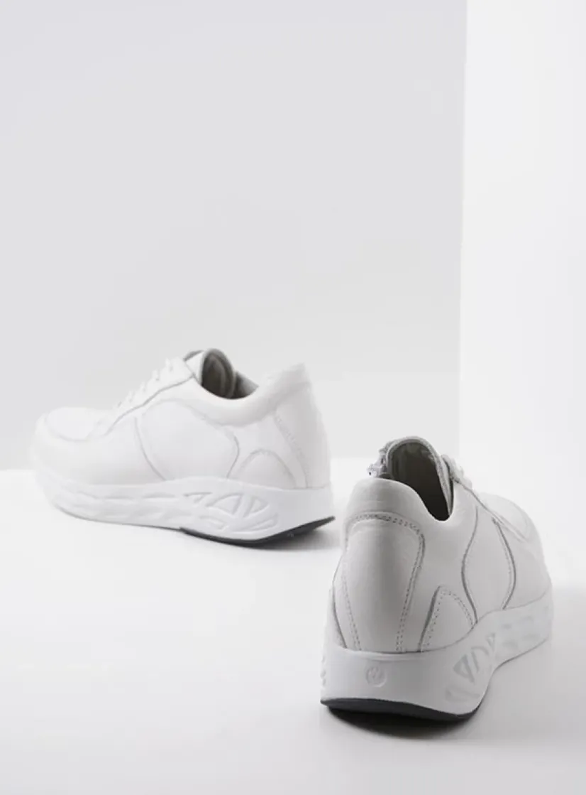 Wolky Bounce - wit leer<DAMES Lage Veterschoenen|Wandelschoenen