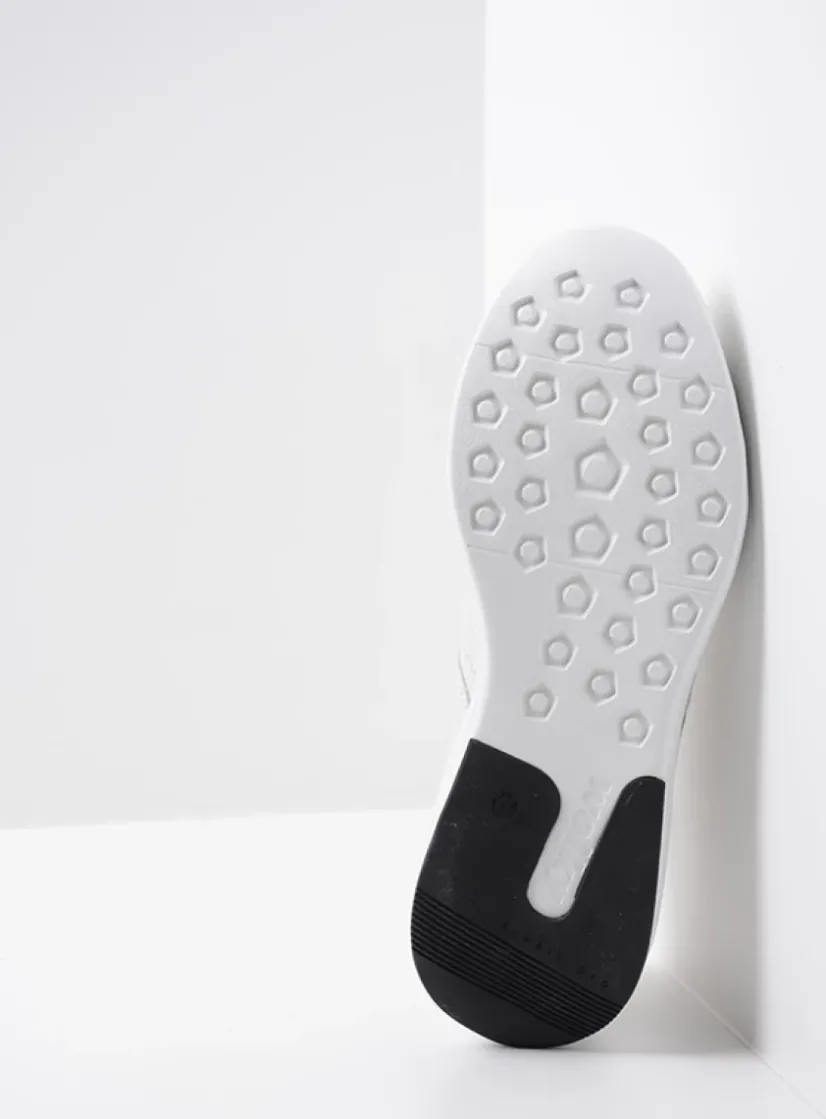 Wolky Bounce - wit leer<DAMES Lage Veterschoenen|Wandelschoenen