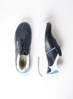 Wolky Bounce - wit/blauw combi leer<DAMES Lage Veterschoenen|Wandelschoenen