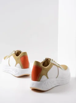 Wolky Bounce - wit/groen combi leer<DAMES Lage Veterschoenen|Wandelschoenen