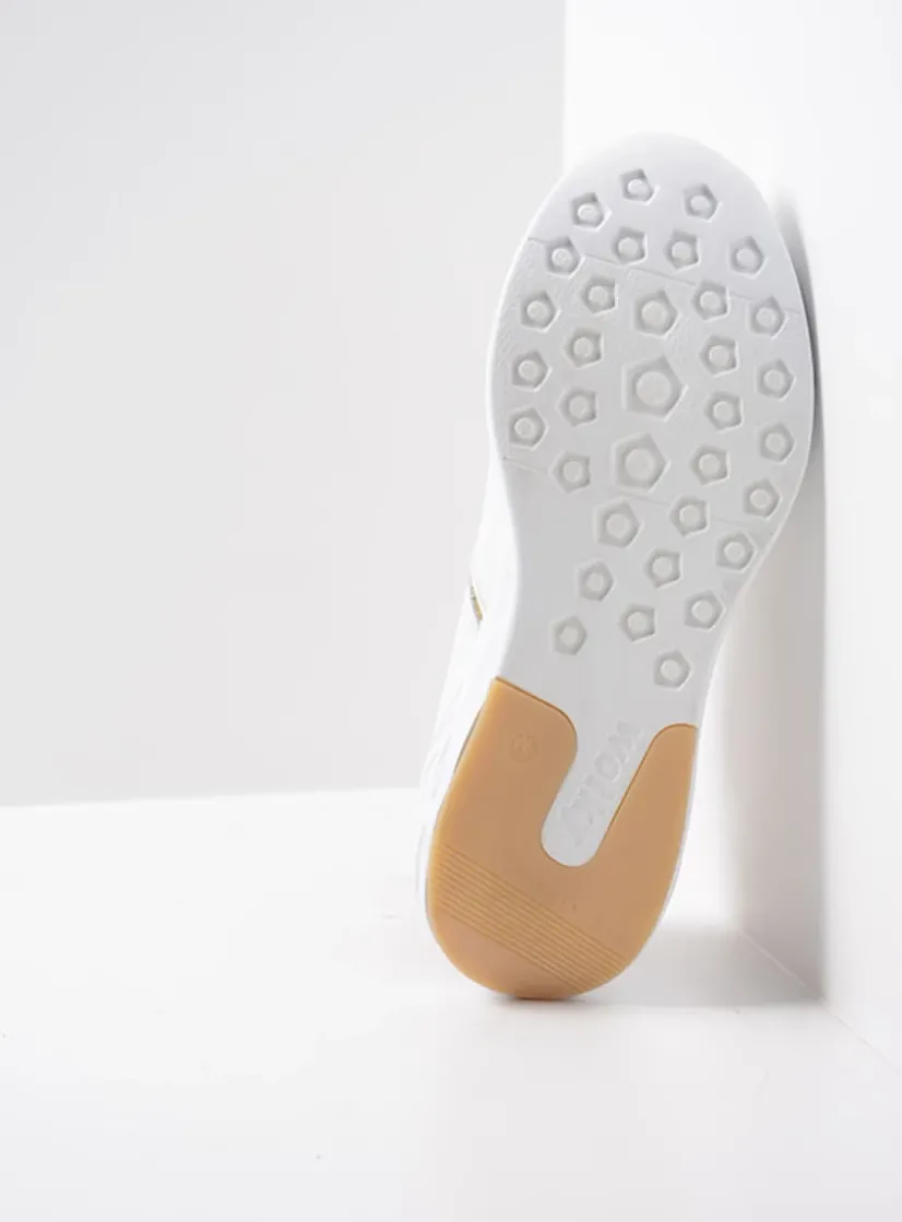 Wolky Bounce - wit/groen combi leer<DAMES Lage Veterschoenen|Wandelschoenen