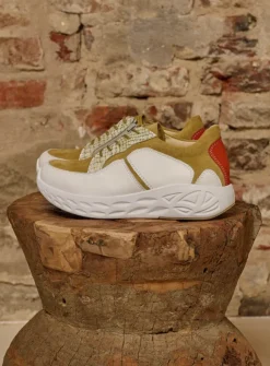 Wolky Bounce - wit/groen combi leer<DAMES Lage Veterschoenen|Wandelschoenen