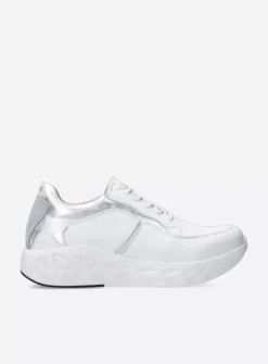 Wolky Bounce - wit/zilver leer<DAMES Lage Veterschoenen|Wandelschoenen