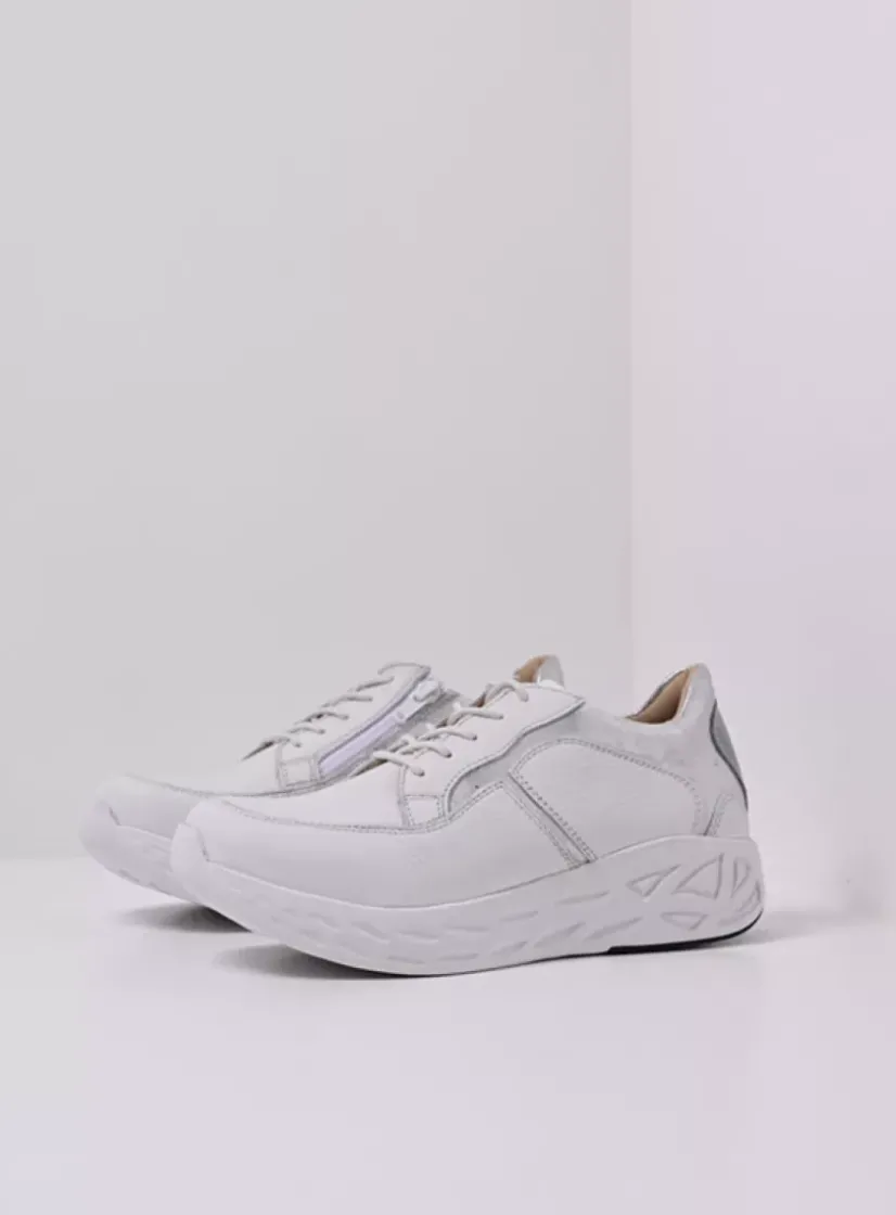 Wolky Bounce - wit/zilver leer<DAMES Lage Veterschoenen|Wandelschoenen