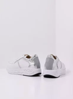 Wolky Bounce - wit/zilver leer<DAMES Lage Veterschoenen|Wandelschoenen