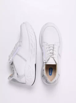 Wolky Bounce - wit/zilver leer<DAMES Lage Veterschoenen|Wandelschoenen