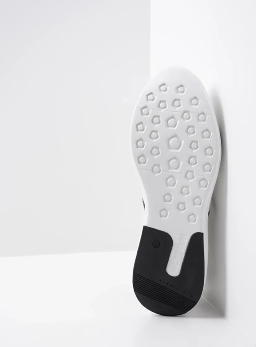 Wolky Bounce - wit/zwart leer<DAMES Lage Veterschoenen|Wandelschoenen