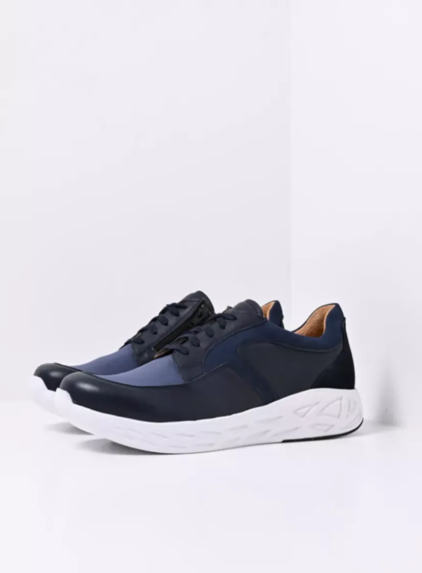 Wolky Bounce Men S2F - denim combi stretch leer<Heren Veterschoenen Heren|Sneakers Heren