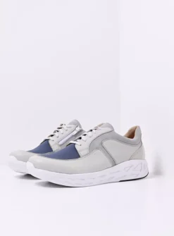 Wolky Bounce Men S2F - gebroken wit/jeans combi stretch leer<Heren Veterschoenen Heren|Sneakers Heren