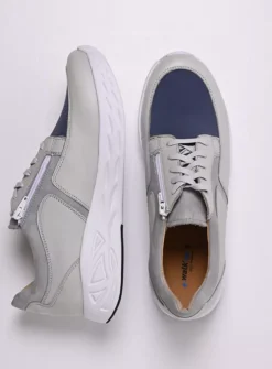 Wolky Bounce Men S2F - gebroken wit/jeans combi stretch leer<Heren Veterschoenen Heren|Sneakers Heren