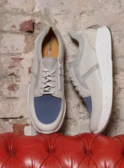 Wolky Bounce Men S2F - gebroken wit/jeans combi stretch leer<Heren Veterschoenen Heren|Sneakers Heren