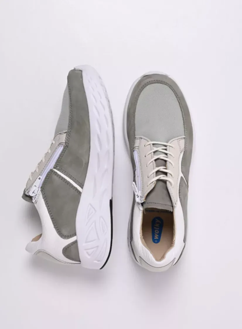 Wolky Bounce S2F - grijsgroen stretchleer<DAMES Wandelschoenen|Sneakers