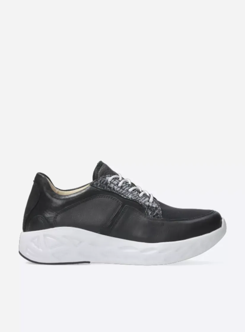 Wolky Bounce S2F - zwart/wit combi stretch leer<DAMES Wandelschoenen|Sneakers