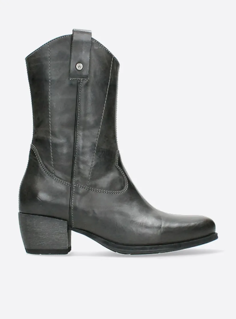 Wolky Caprock - antraciet leer<DAMES Halfhoge Laarzen|Cowboylaarzen