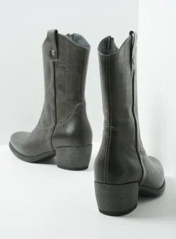 Wolky Caprock - antraciet leer<DAMES Halfhoge Laarzen|Cowboylaarzen