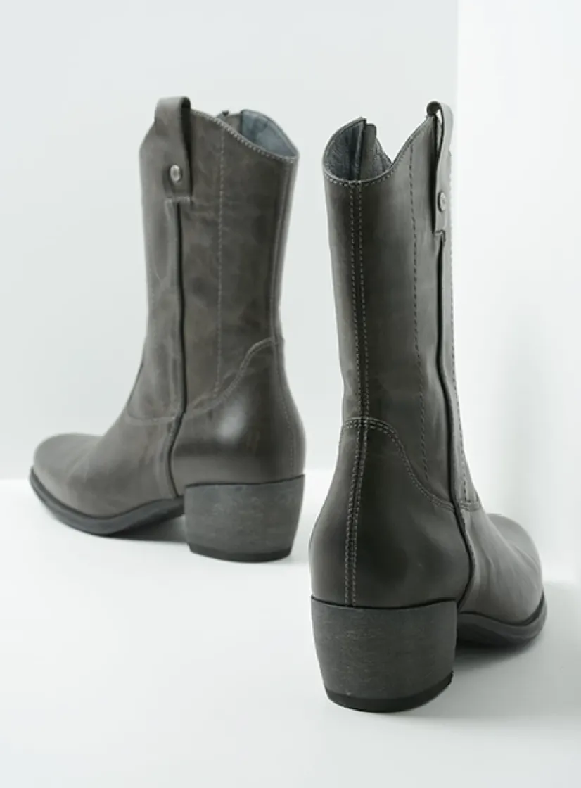 Wolky Caprock - antraciet leer<DAMES Halfhoge Laarzen|Cowboylaarzen