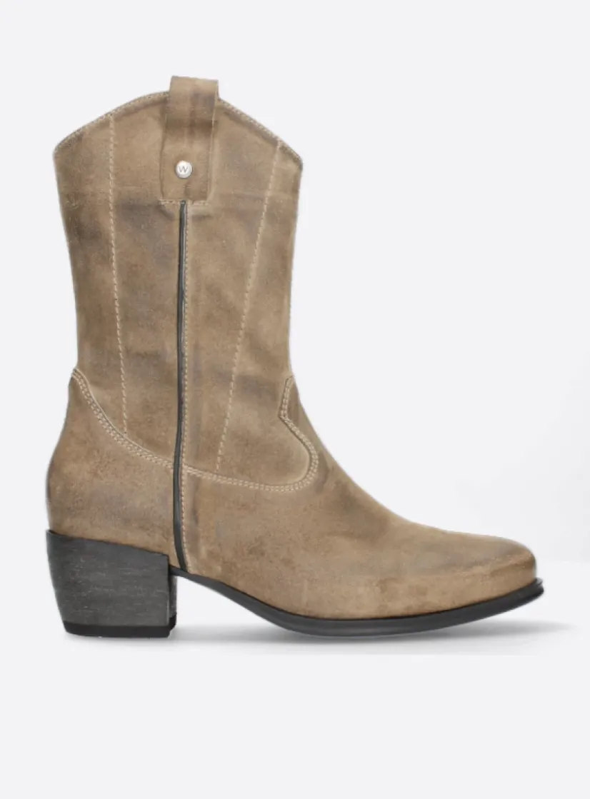Wolky Caprock - taupe suede<DAMES Halfhoge Laarzen|Cowboylaarzen