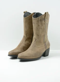 Wolky Caprock - taupe suede<DAMES Halfhoge Laarzen|Cowboylaarzen