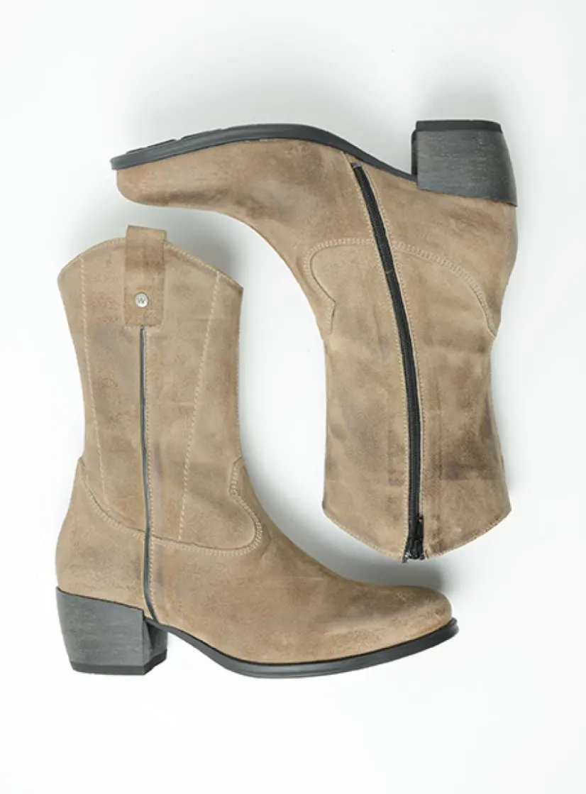 Wolky Caprock - taupe suede<DAMES Halfhoge Laarzen|Cowboylaarzen