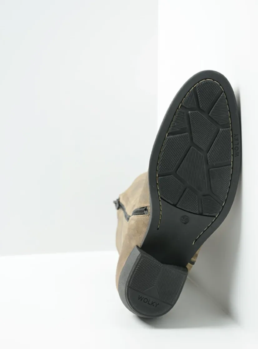 Wolky Caprock - taupe suede<DAMES Halfhoge Laarzen|Cowboylaarzen