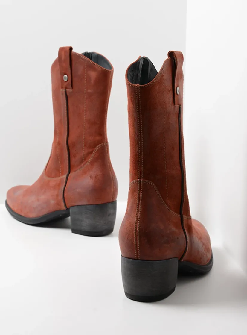 Wolky Caprock - terra suede<DAMES Halfhoge Laarzen|Cowboylaarzen