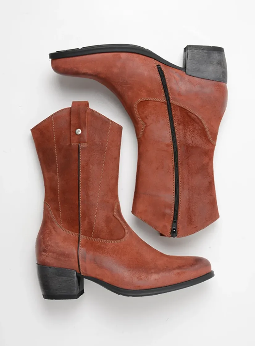 Wolky Caprock - terra suede<DAMES Halfhoge Laarzen|Cowboylaarzen