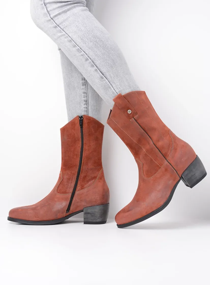 Wolky Caprock - terra suede<DAMES Halfhoge Laarzen|Cowboylaarzen