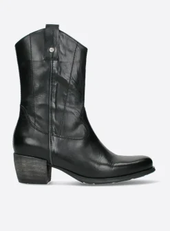 Wolky Caprock - zwart leer<DAMES Halfhoge Laarzen|Cowboylaarzen