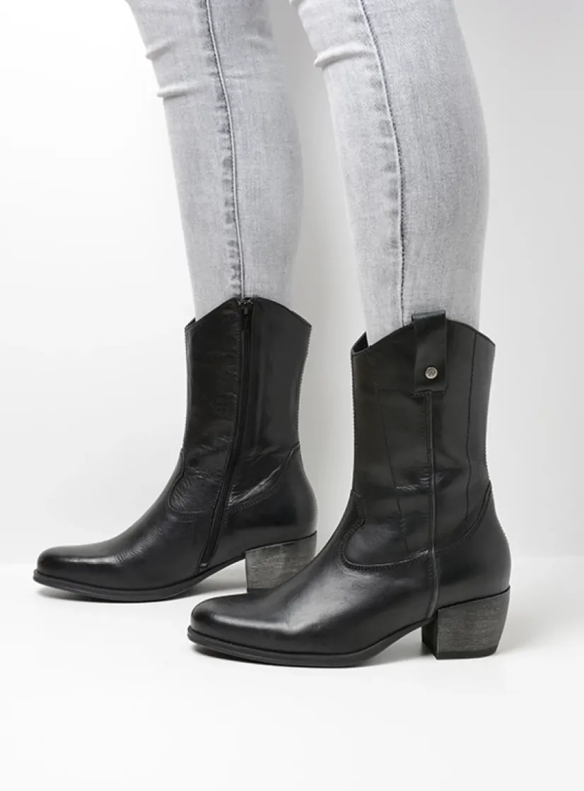 Wolky Caprock HV - zwart leer<DAMES Cowboylaarzen|Herfst/Winter