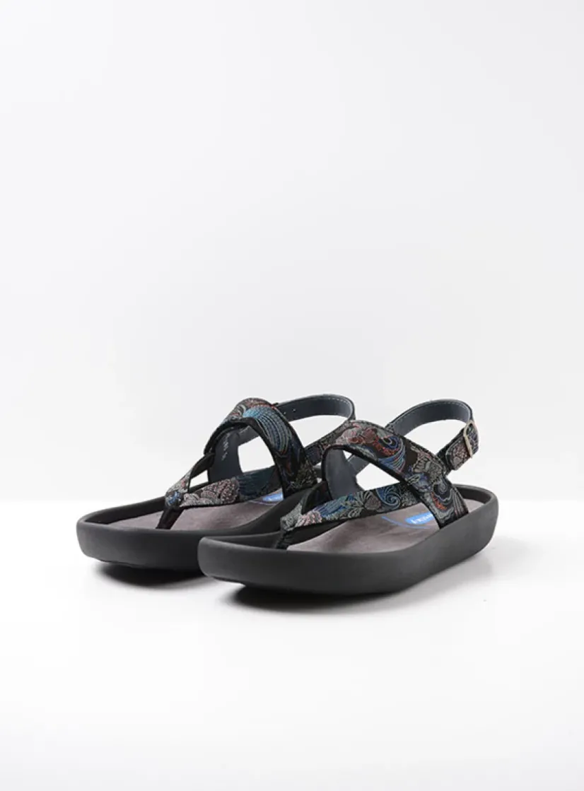 Wolky Cebu - zwart/blauw suede<DAMES Sandalen