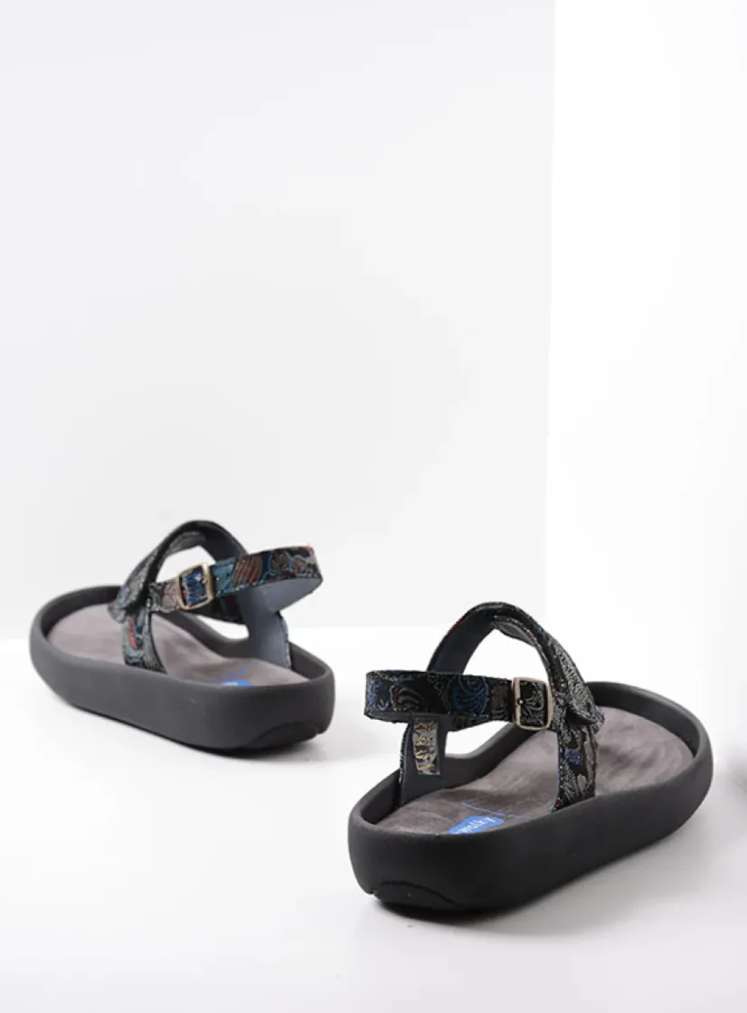 Wolky Cebu - zwart/blauw suede<DAMES Sandalen