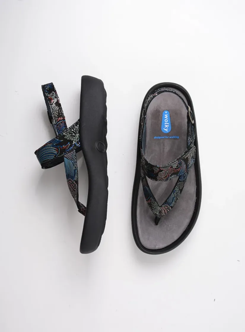 Wolky Cebu - zwart/blauw suede<DAMES Sandalen
