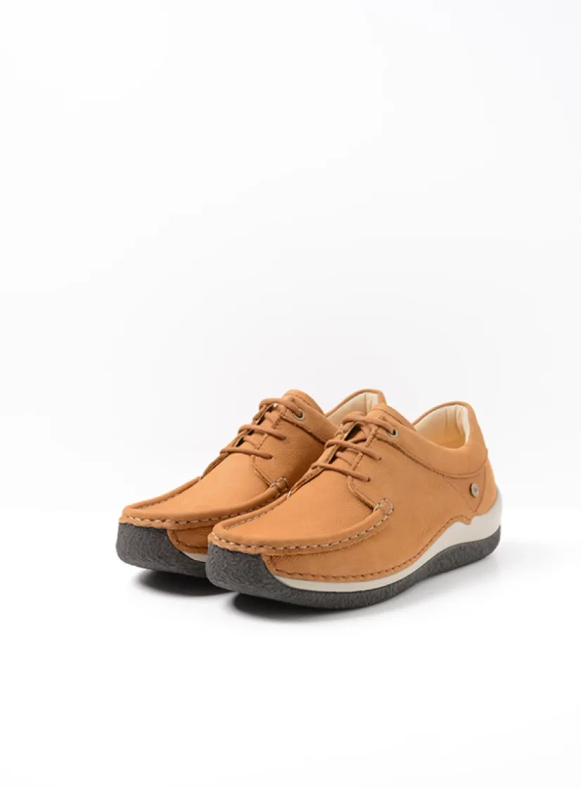 Wolky Celebration - cognac nubuck<DAMES Lage Veterschoenen|Sneakers