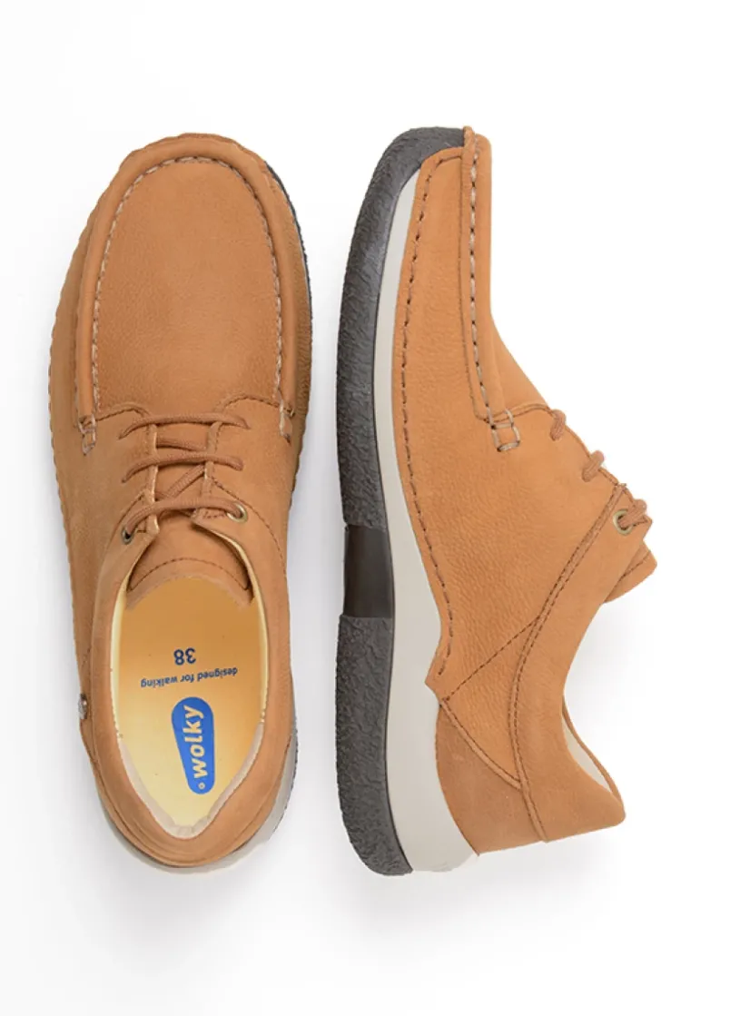 Wolky Celebration - cognac nubuck<DAMES Lage Veterschoenen|Sneakers