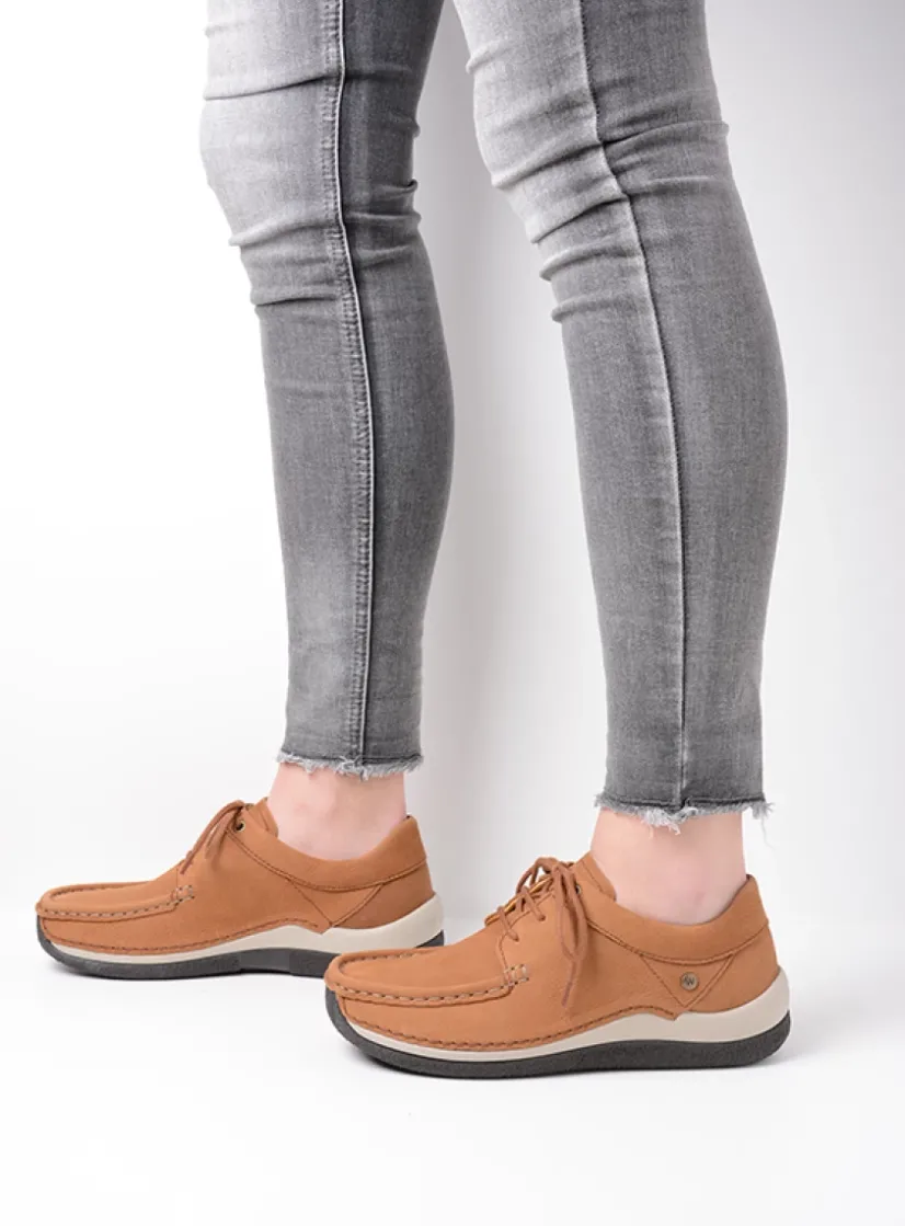 Wolky Celebration - cognac nubuck<DAMES Lage Veterschoenen|Sneakers