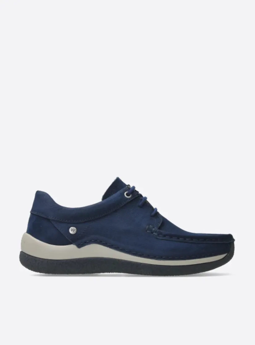 Wolky Celebration - denimblauw nubuck<DAMES Lage Veterschoenen|Sneakers